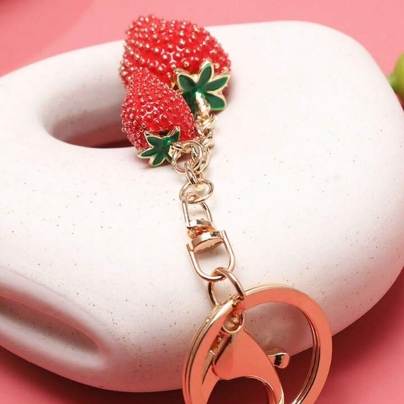 Strawberry Purse Bag Keychain Charm - Picture 3 of 3